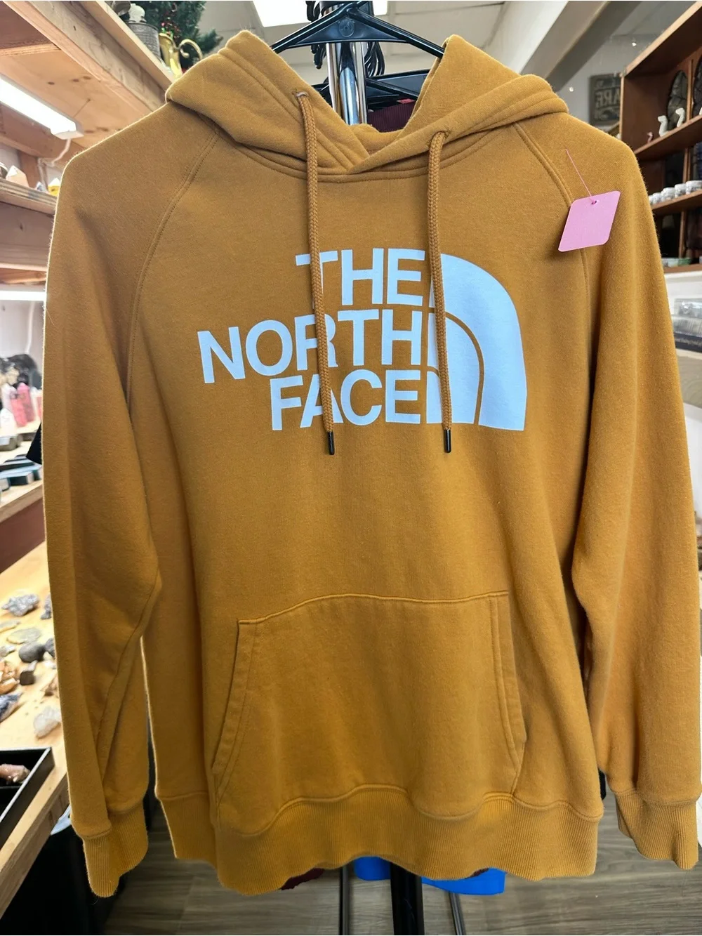 The North Face Men’s Hoodie Sweatshirt - Mustard Yellow with White Logo